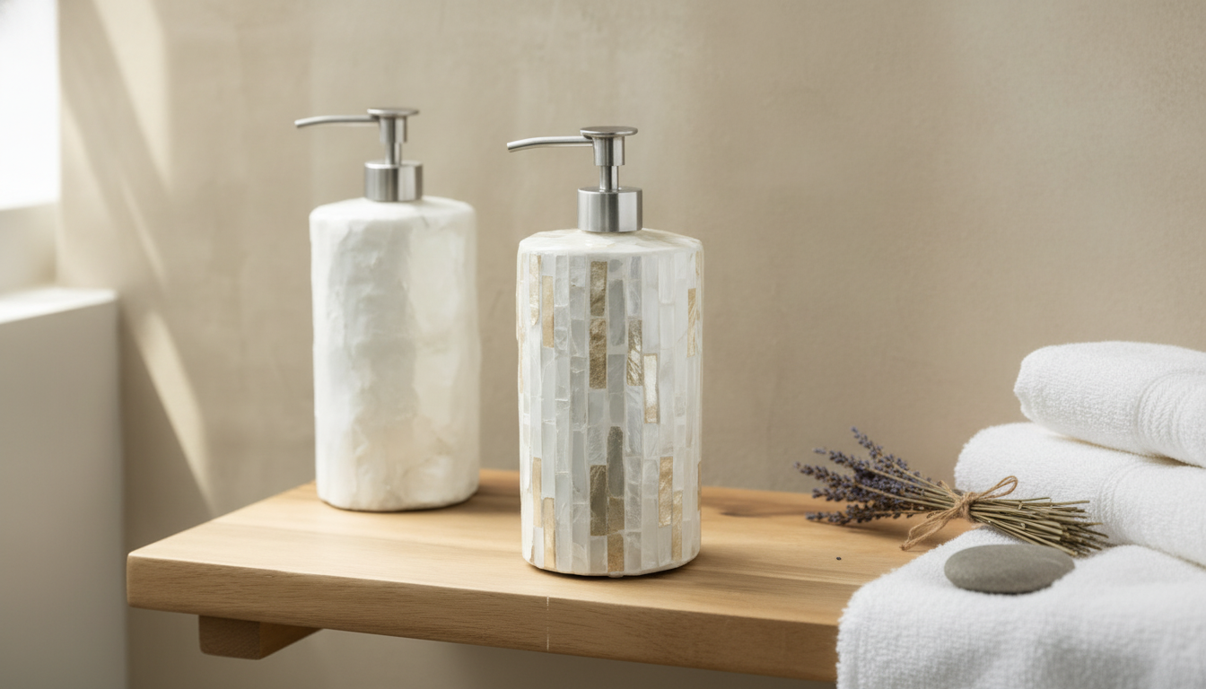 French-Cream Ceramic Pump Bottle for Elegant Bathroom Decor