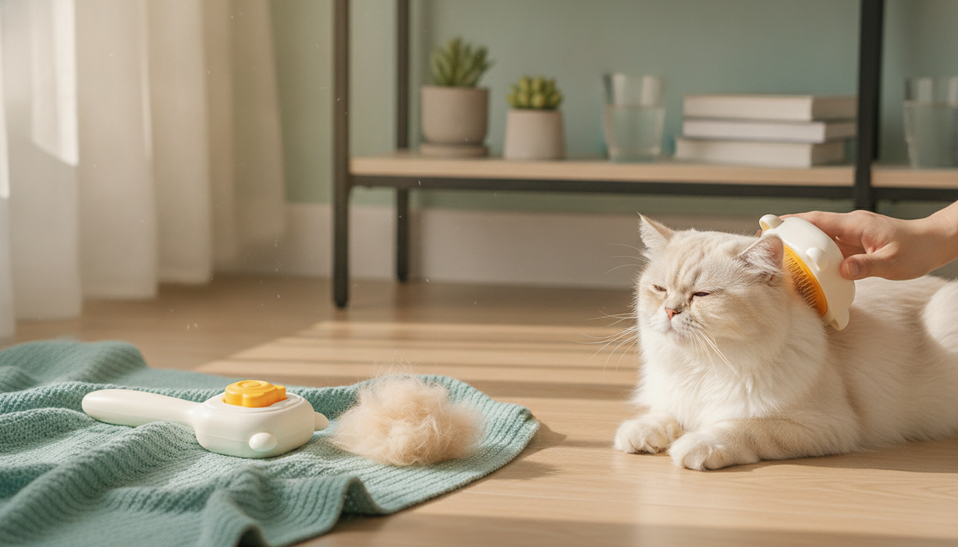 One-Click Self-Cleaning Pet Grooming Comb: Less Fur Mess