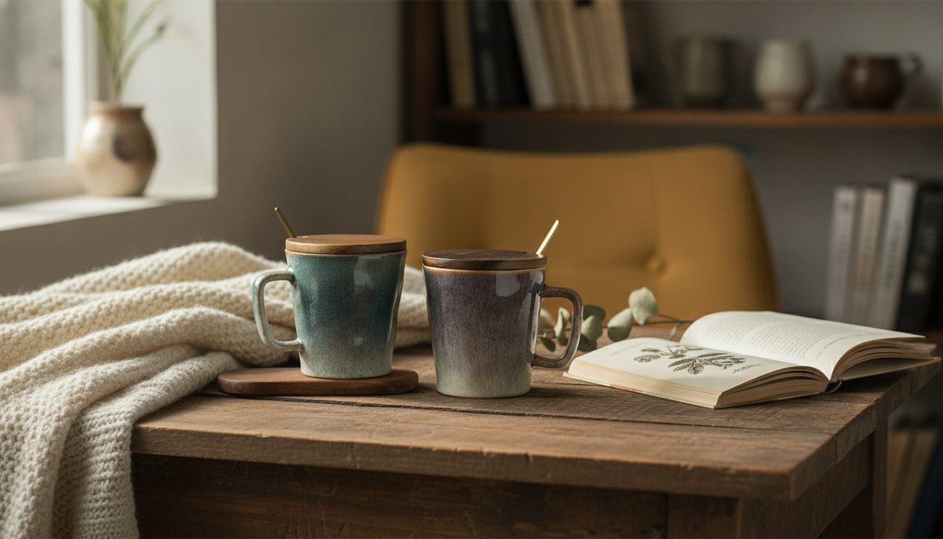 Retro Porcelain Mugs (2-Piece) for Coffee & Tea