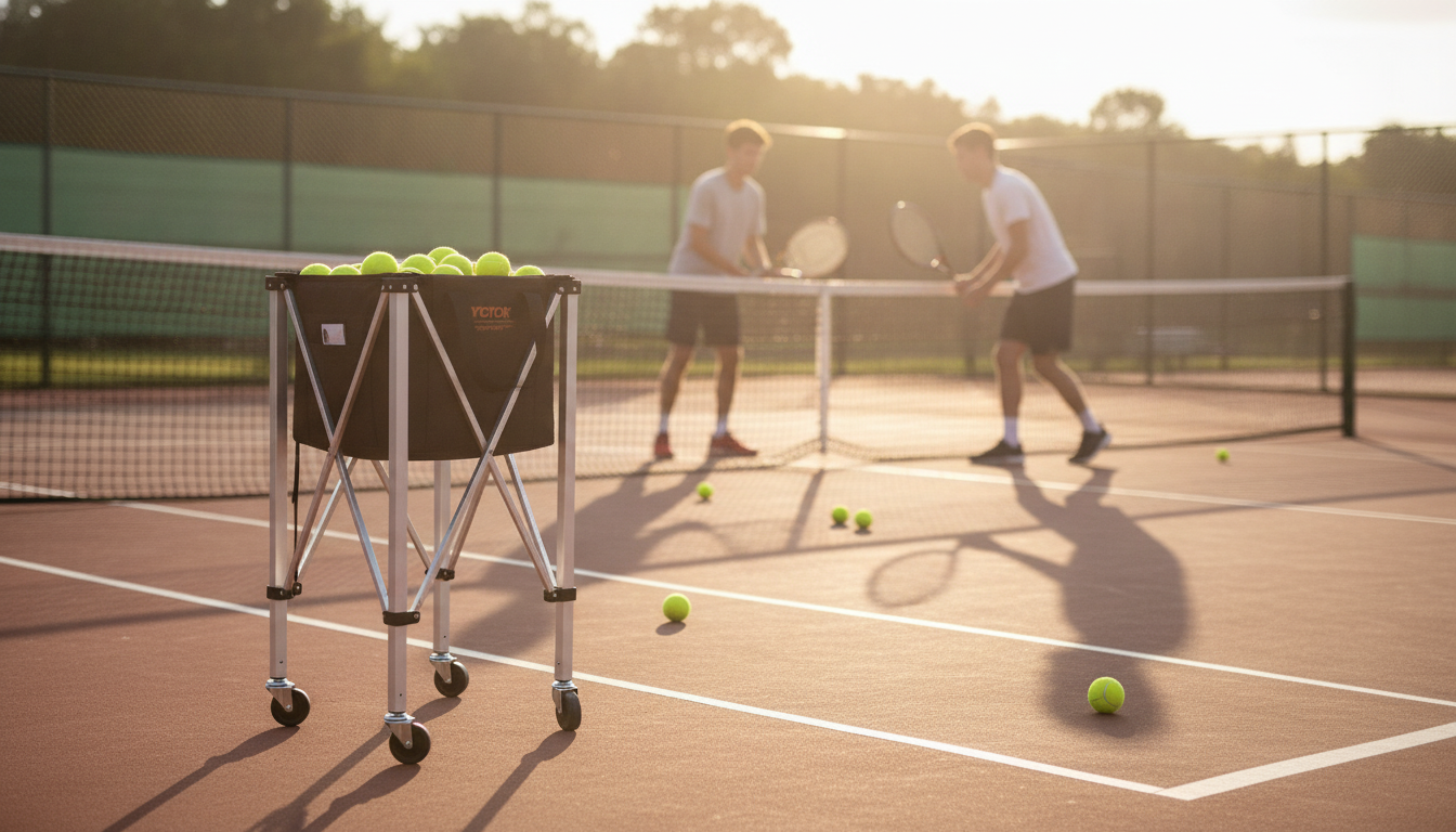 Rolling Tennis Ball Hopper Cart: 150/180 + Swivel Wheels