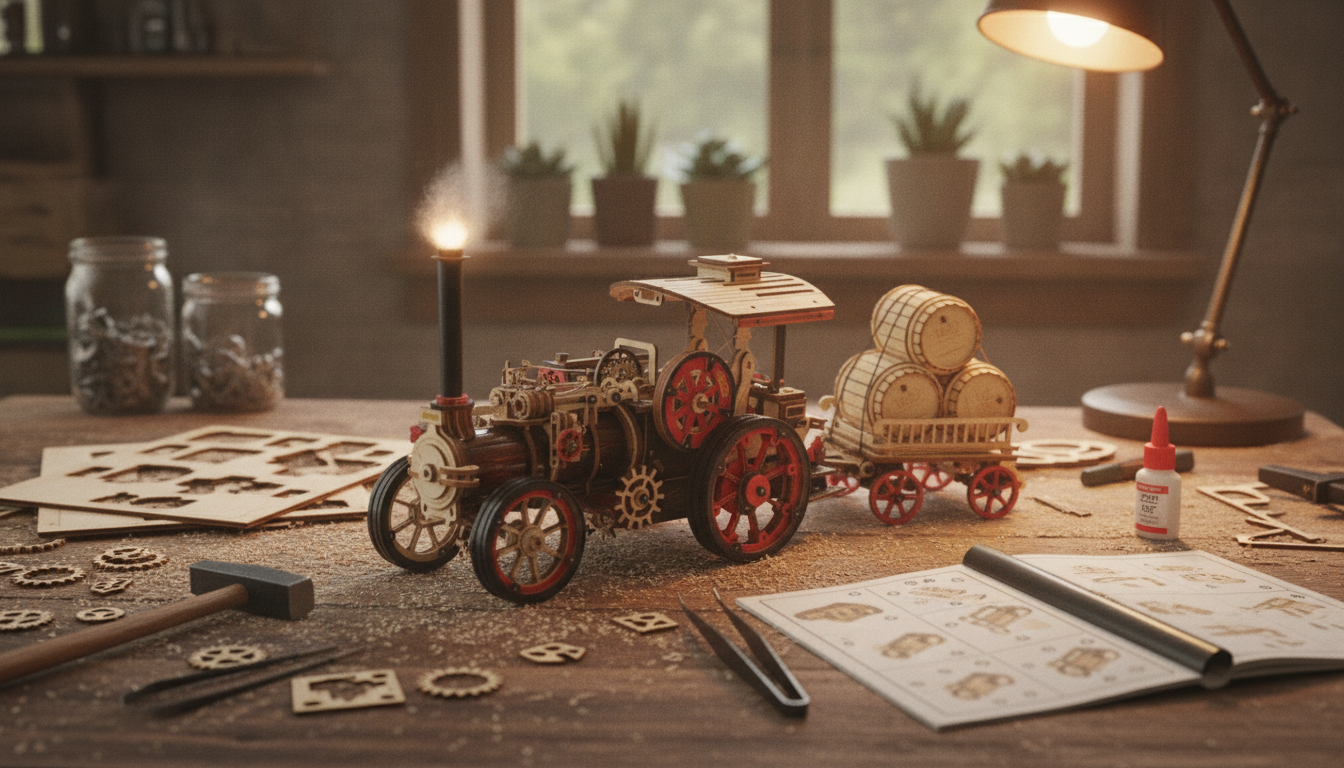 Build a 3D Wooden Steam Locomotive: Mechanical Kit