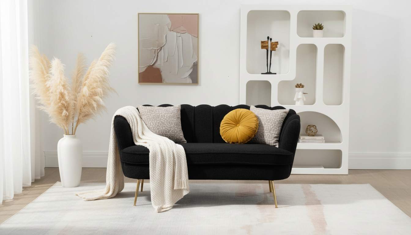 59-inch Teddy Loveseat with Flower Back & Gold Legs