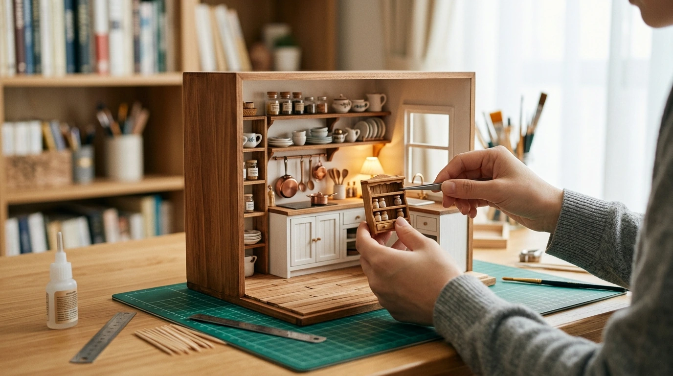 Build a Cozy Miniature Homey Kitchen Dollhouse Kit